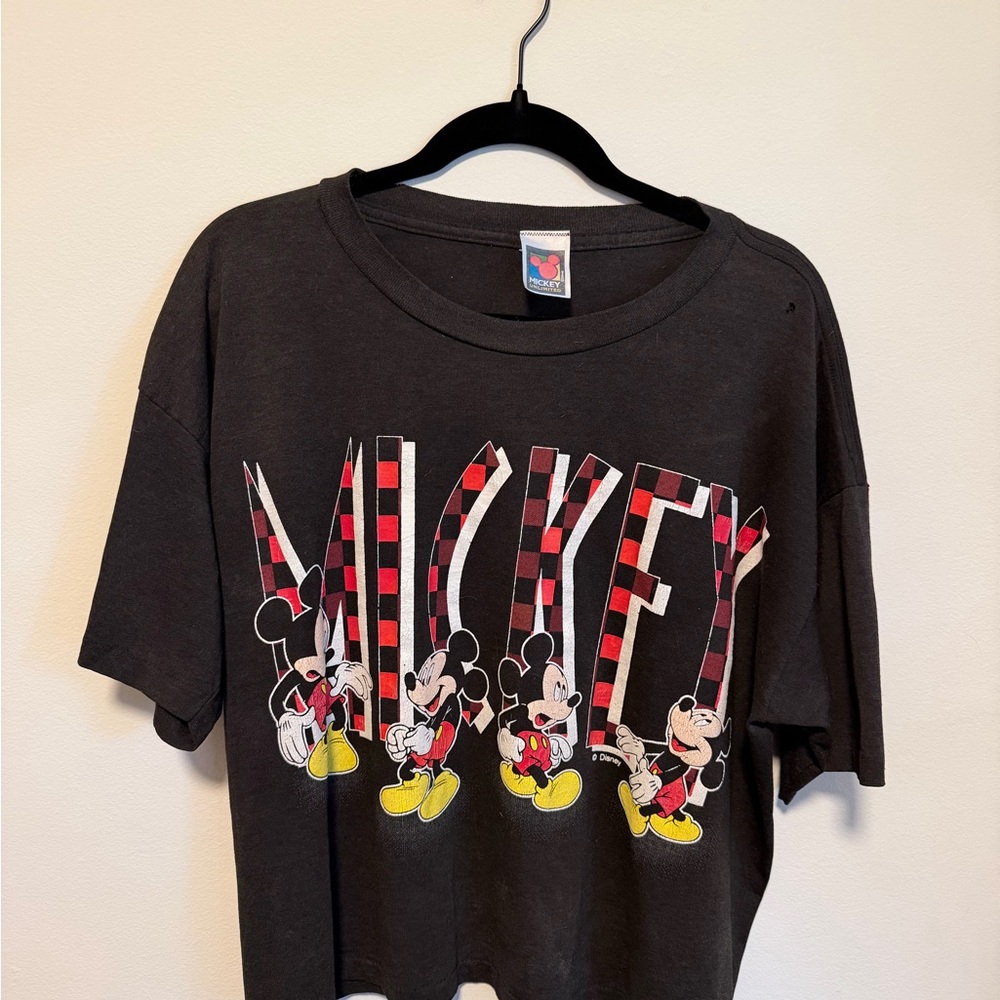 Vintage 90s Disney Mickey Mouse Plaid Tee